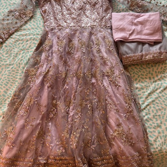 Dusty Purple Net Anarkali - Picture 3 of 9